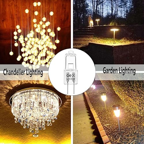 Miniatura 7 de Bombilla G4, bombillas halógenas de 12 V 20 W, 2 pines, bombillas G4 para luz de disco debajo del gabinete, microondas, candelabros, luces de