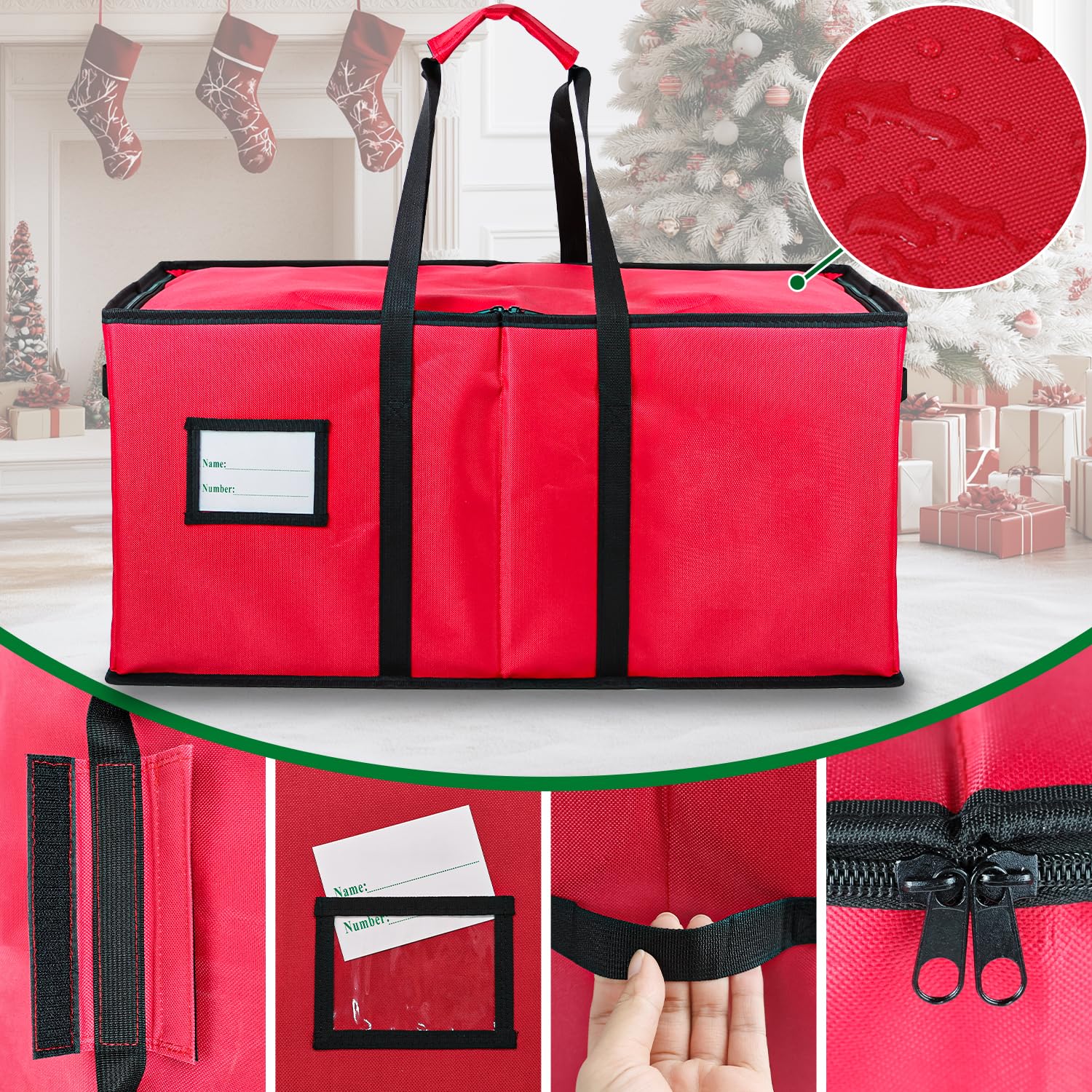 Mu Mianhua Aufbewahrungsbox für Weihnachtskugeln mit Trennwänden, 128 Fächer, Weihnachtsschmuck, Aufbewahrungsbox, 600D Oxford, Weihnachtsdekorationen, Aufbewahrungstasche