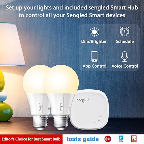 Miniatura 8 de Sengled Kit de inicio de bombillas inteligentes, bombillas inteligentes que funcionan con Alexa, Google Home, 2700 K, bombillas blancas suaves de