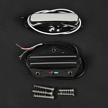 FLEOR Alnico 5 Tele Pickups Set Chrome Neck Pickup and High Output Black Hot Dual Rail Bridge Humbucker Pickup Set