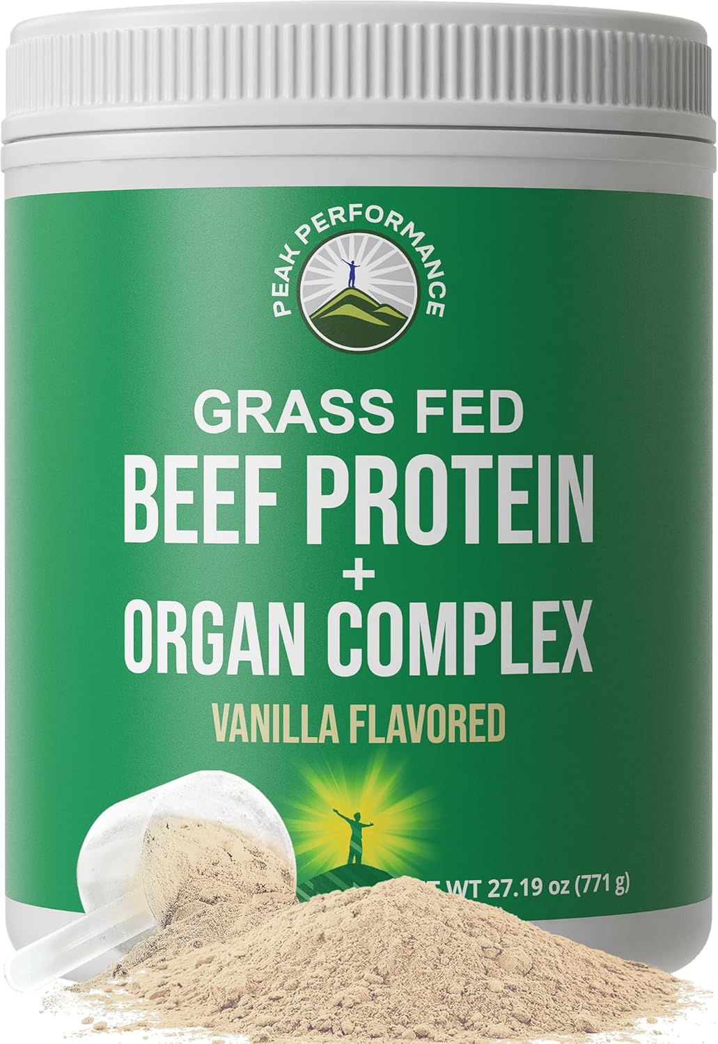 Grass Fed Beef Protein Powder + Organ Complex - Lactose Free Great Tasting Beef Protein Isolate - Animal Based Non Dairy No Whey Paleo Carnivore Supplement for Muscle Building - Vanilla Flavor