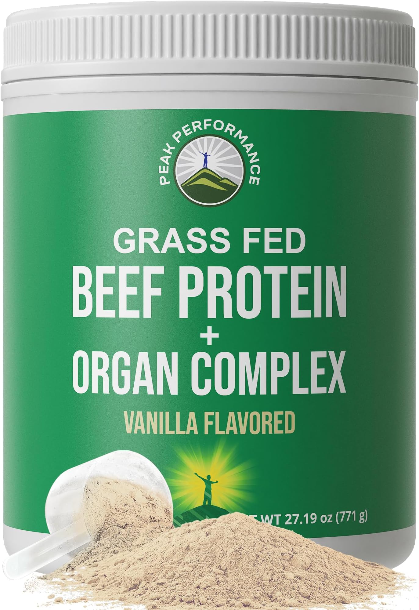 Grass Fed Beef Protein Powder + Organ Complex - Lactose Free Great Tasting Beef Protein Isolate - Animal Based Non Dairy No Whey Paleo Carnivore Supplement for Muscle Building - Vanilla Flavor