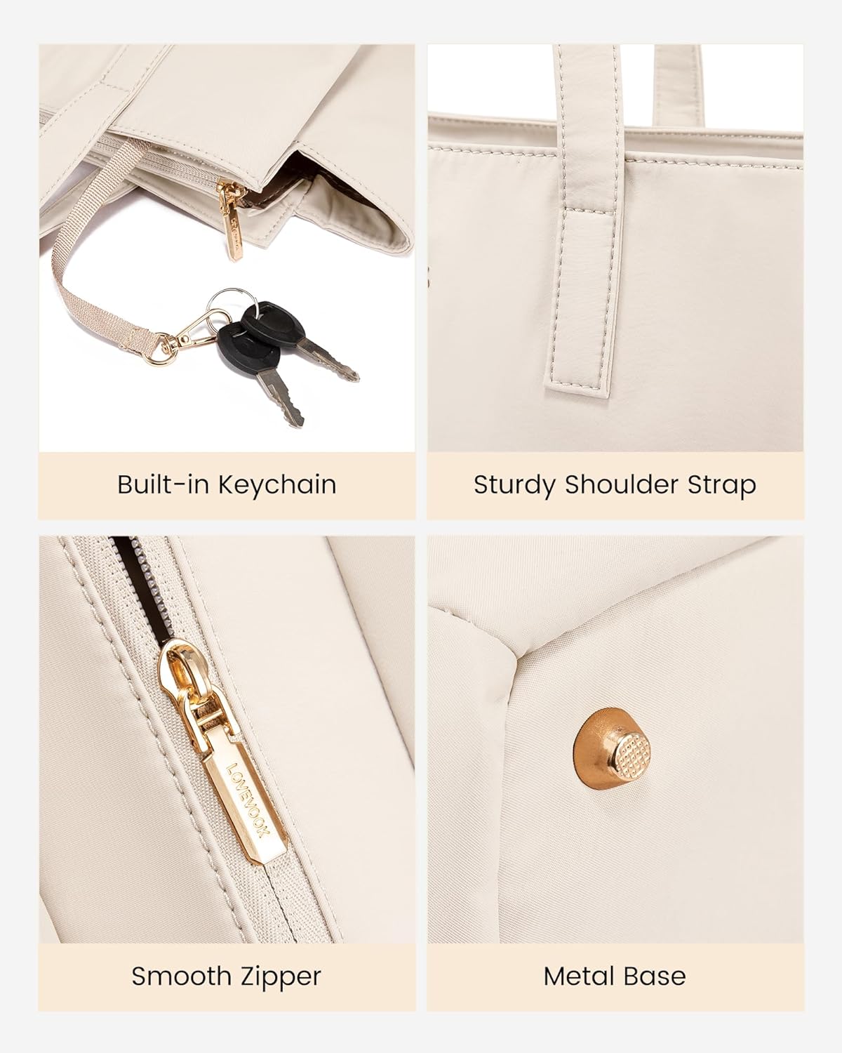 LOVEVOOK Tote Bag For Women, Travel Work Tote with Zipper Fits 14'' Laptop, Large Shoulder Handbag, Carry on Bag for Teacher Nurse Gym - Image 7