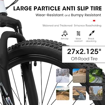 27 Inch Mountain Bike 21 Speed, Suspension Fork, Aluminum Frame Disc Brake, Mountain Biking for Both Men and Women