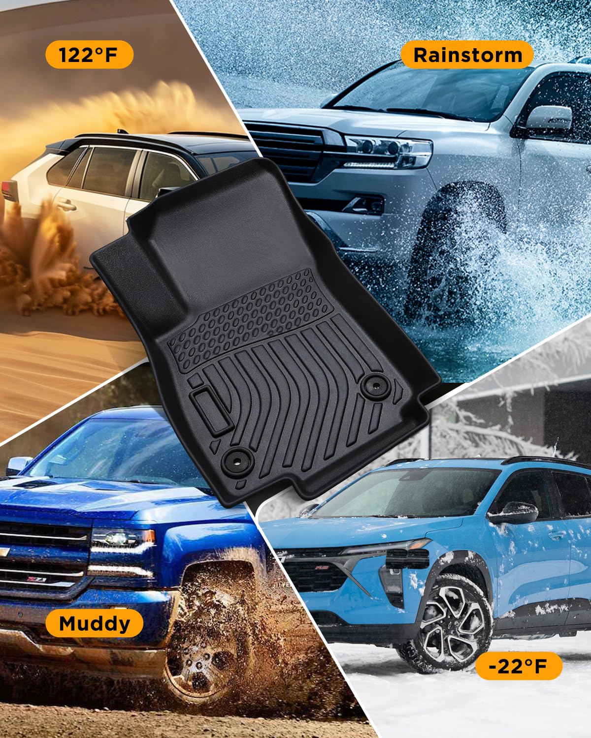 All Weather Floor Mats Full Set for Chevy Trax 2014-2023 for Buick Encore 2013-2023 Custom Fit for Front — view 6