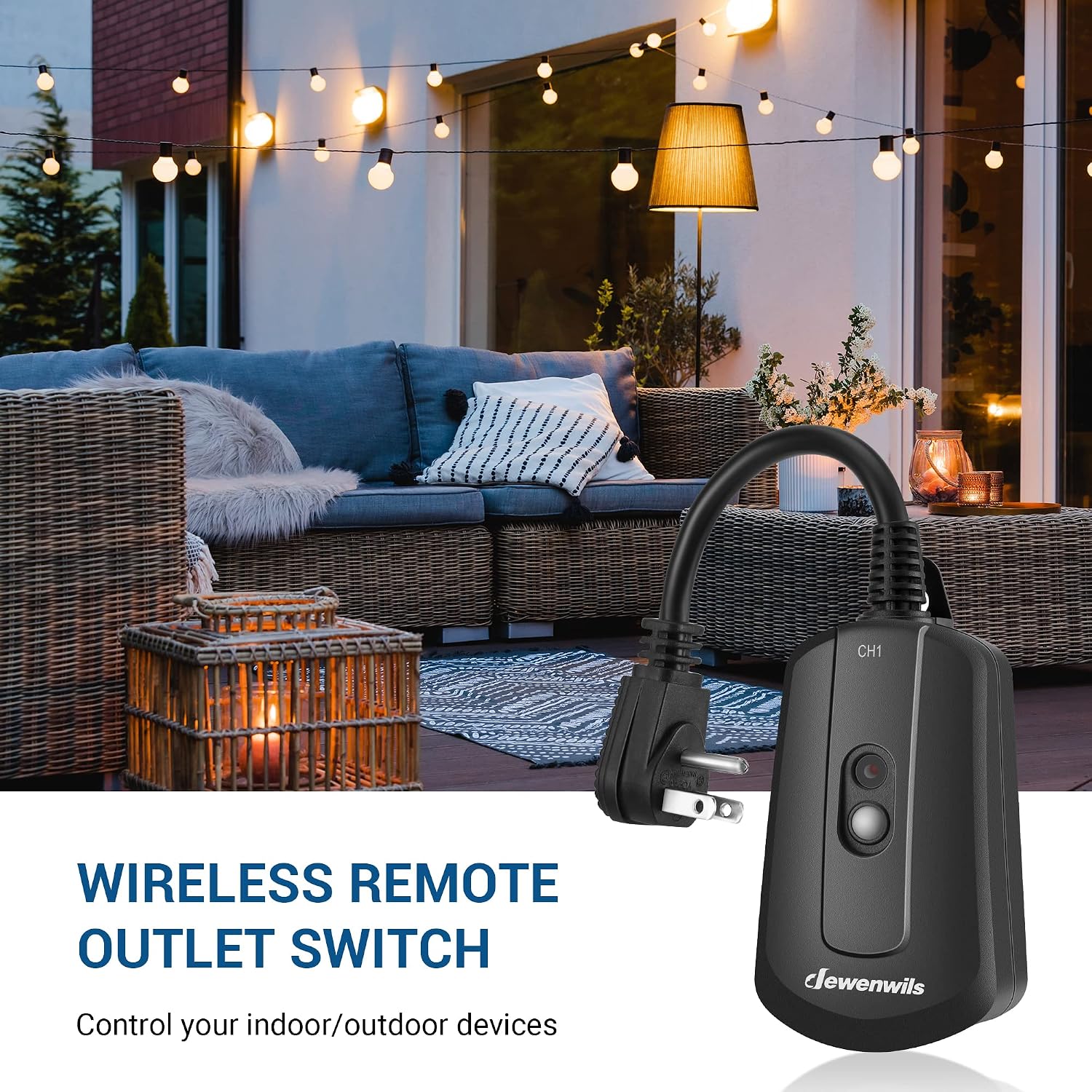 DEWENWILS Outdoor Wireless Remote Control Outlet Kit, Waterproof Electrical Plug for Indoor Outdoor Lights, Separately Controlled 3 Pack Receivers, 100 Feet RF Signal, UL Listed