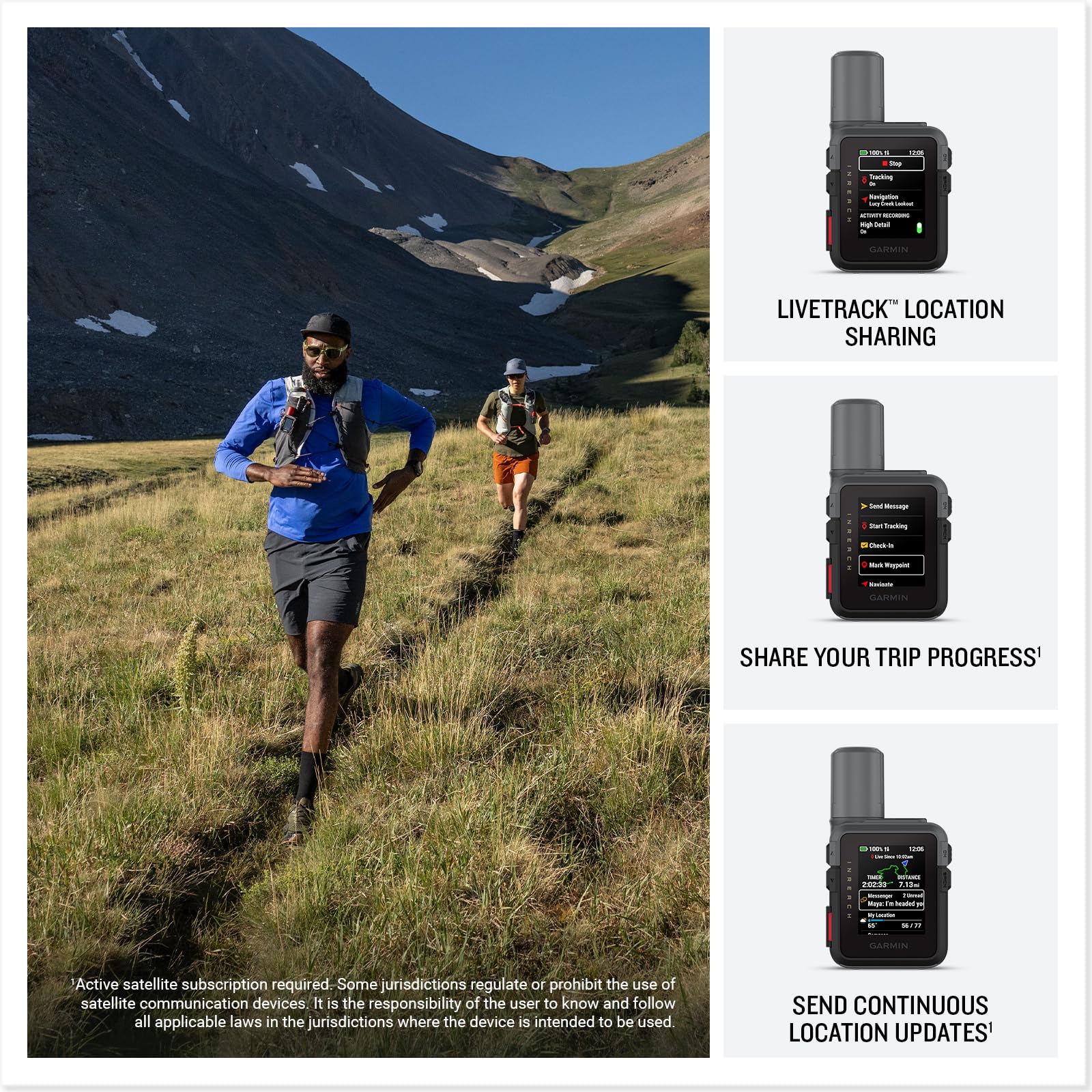 Garmin inReach Mini 3 Communicateur satellite mondial compact et robuste avec écran tactile couleur, SMS bidirectionnel, messagerie SOS d'urgence et longue durée de vie de la batterie jusqu'à 350