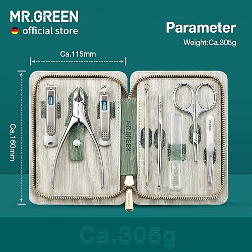 Miniatura 8 de MRGREEN Juegos de manicura kits de pedicura de acero inoxidable herramientas de cuidado personal con funda de piel sintética gris