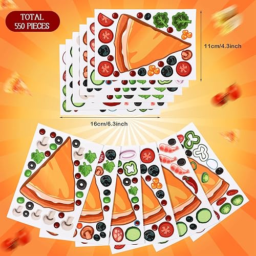 Miniatura 3 de 24 hojas de calcomanías para hacer tu propia pizza, mezcla y combina calcomanías de pizza DIY pizza se adhiere a hongos, calcomanías de pizza,