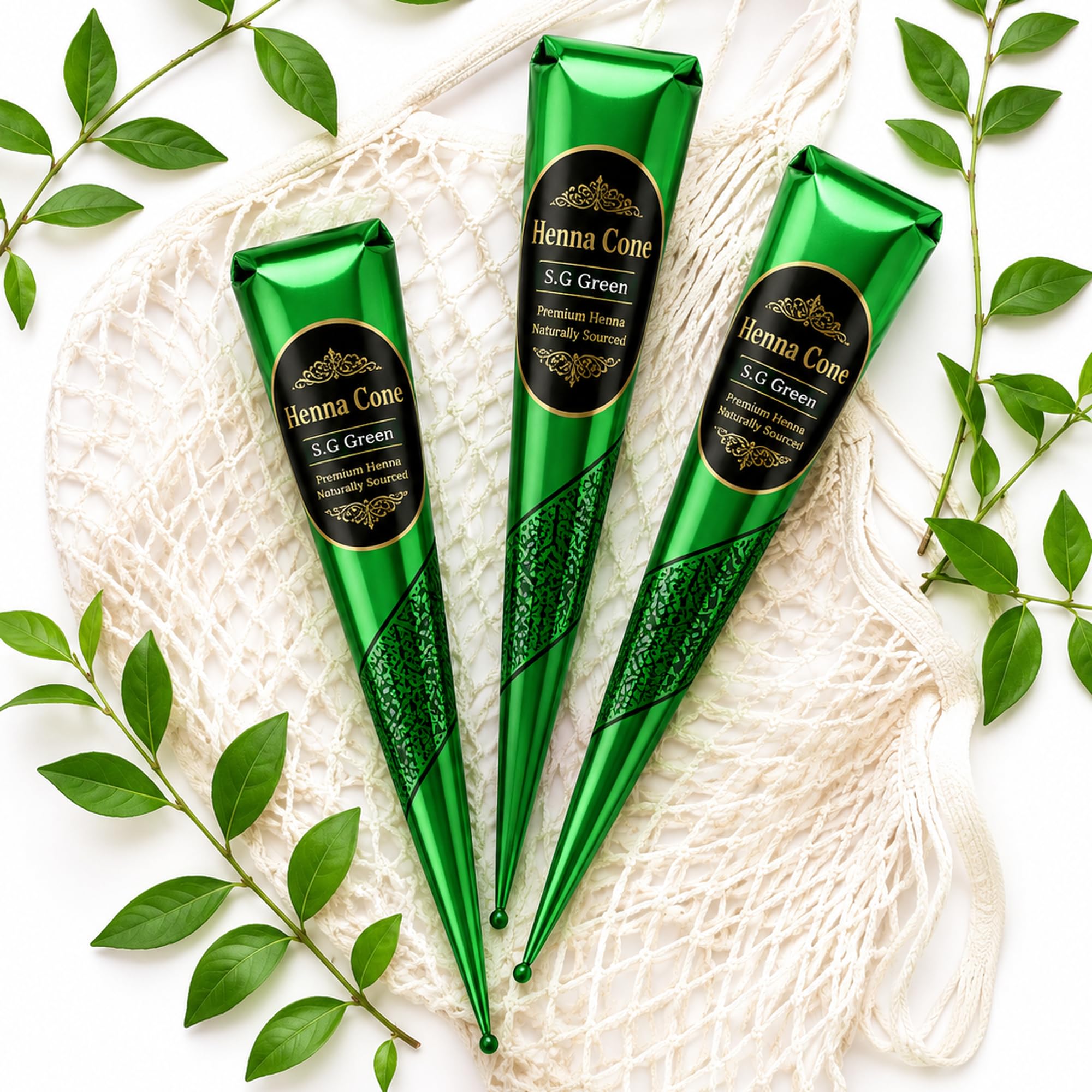 Henna Cones 100% Natural for Hair Color |Ready to Use Henna Leaves Paste Rich Reddish Brown | Pack of 3
