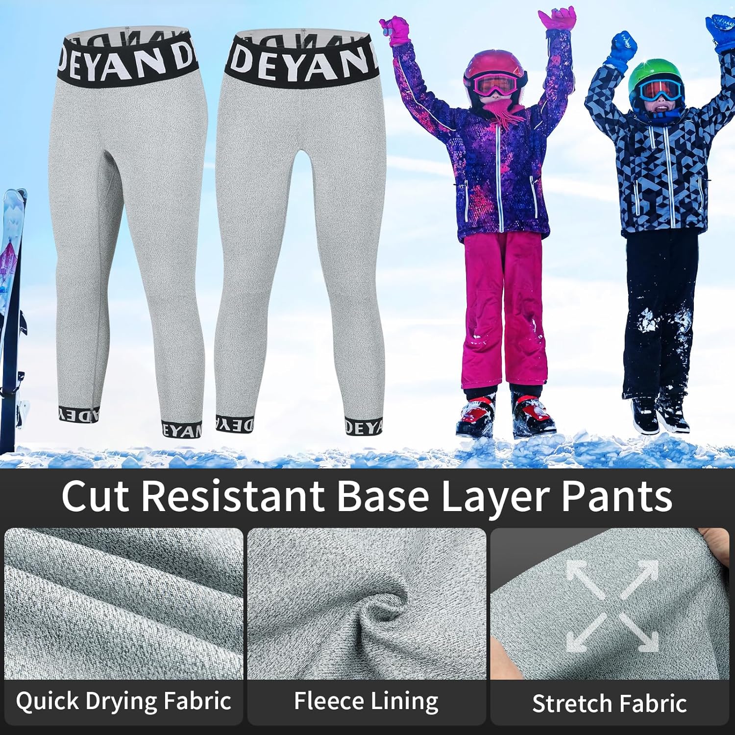 DEYAN Cut Resistant Base Layer for Children, Cut Protection Ski Bottom Leggings for Skiers, Skiing and Hockey
