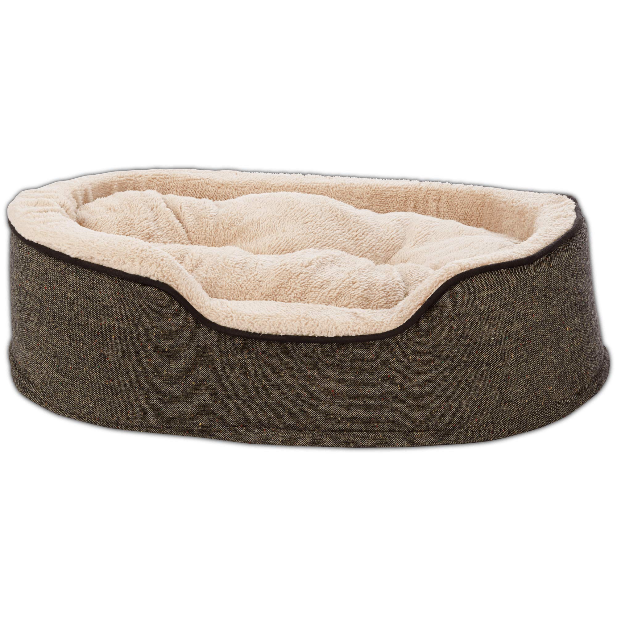 Harmony Cuddler Orthopedic Dog Bed in Tweed, 28" L x 20" W, Medium, Brown