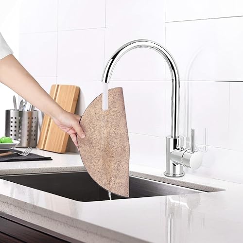 Miniatura 5 de Juego de 4 manteles individuales redondos de tela, manteles individuales y posavasos de doble cara resistentes al calor, color gris y beige, pequeño