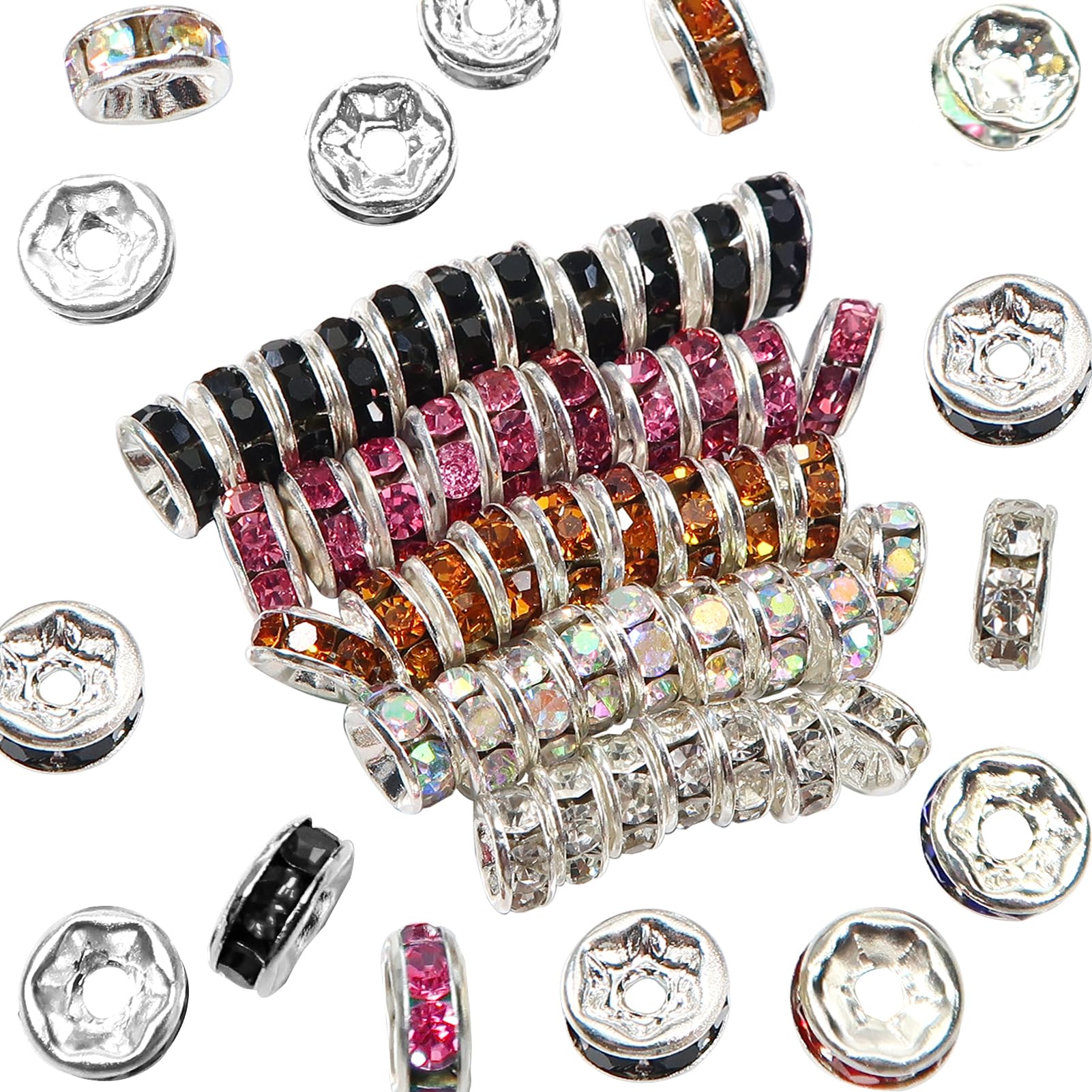 TOAOB 500pcs 6mm Sparkling Crystal Spacer Beads Mix Colors Rondelle Beads Cry...