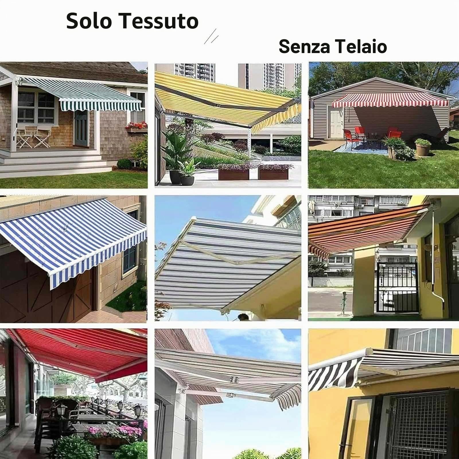 Generico Tessuto di Ricambio per Tende da Sole a Strisce Gialle, tendone in Poliestere per Esterni, Copertura per tettoia, per finestre da Giardino(240x200cm)