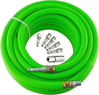 Airline Air Hose High Vis 8mm 15m 50ft Compressor with Quick Release Fittings