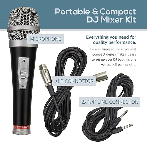 Miniatura 7 de Knox - Juego de altavoces y mezcladores duales sistema de PA portátil de 8 pulgadas de 300 vatios con micrófono y soportes de trípode con cable