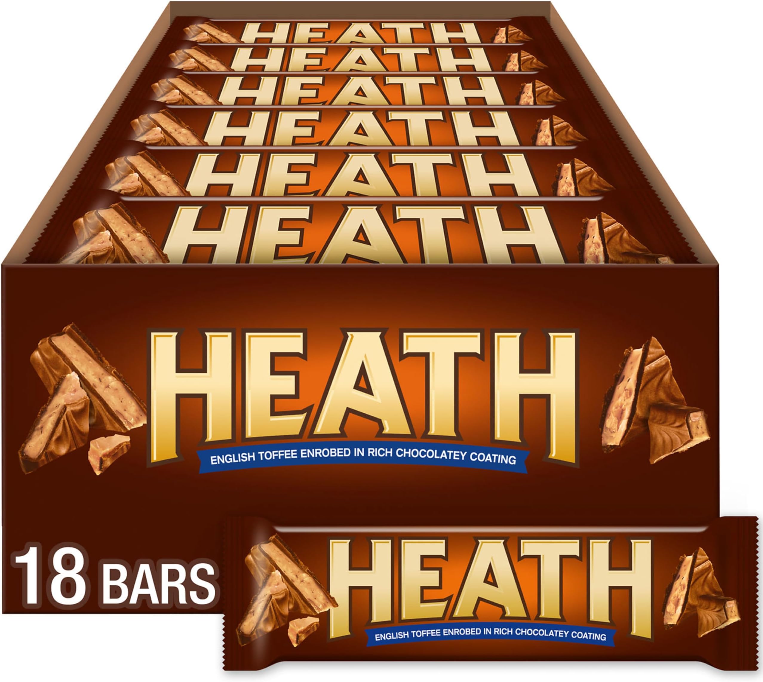 HEATH Chocolatey English Toffee Candy Bars, 1.4 oz (18 Count)