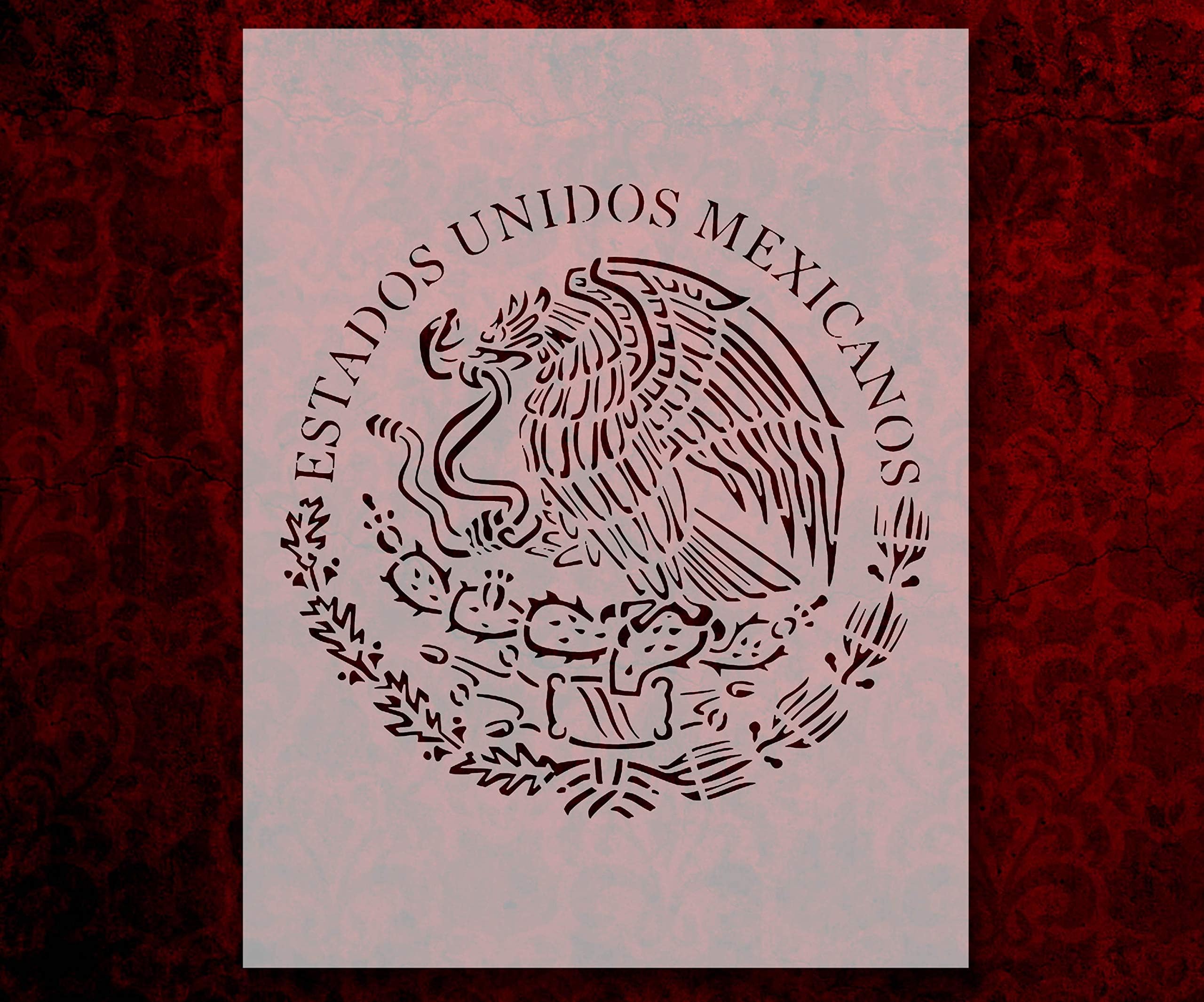 Mexican Flag Stencil Template Reusable for Painting on Walls, Wood, Arts and Crafts - 8.5 x 11 Inches