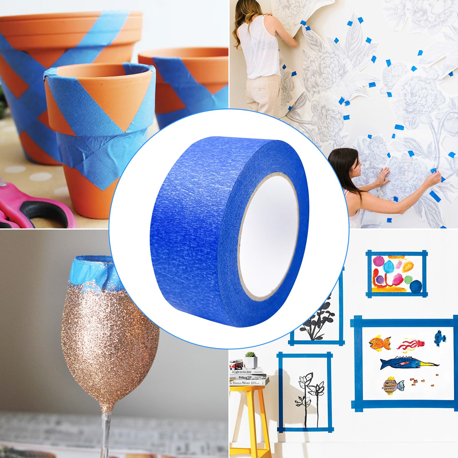 WinGluge 2 Rotoli Nastro di Mascheratura 48mm x 50m, Nastro Carta Imbianchino, Nastro per Mascheratura di Precisione, Nastro Adesivo per Pittura, per Mascheratura Verniciatura Ristrutturare