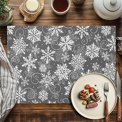 Vista 826 de Juego de 6 manteles individuales rojos para el día de San Valentín, diseño de corazón de San Valentín, resistentes al calor, lavables, manteles