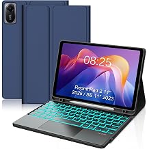 Backlit Keyboard Case for Xiaomi Redmi Pad 2 11 Inch 2025 & Redmi Pad SE 11 Inch 2023 Case Keypad with Trackpad, Detachable Touch Keyboard Cover with Pen Holder for Mi Pad2 11 Tablet, Navy Blue