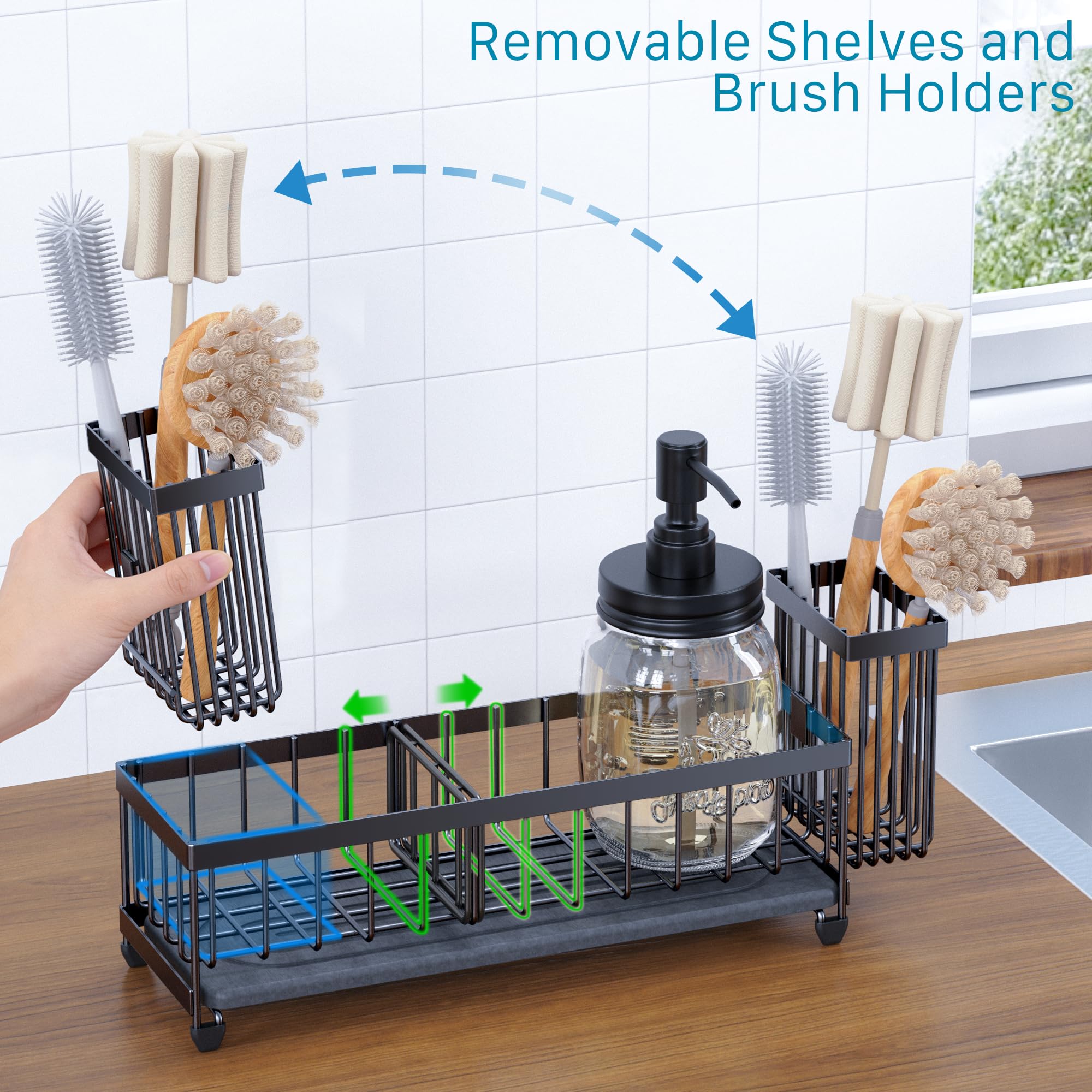 Galasily Mason Jar - Set di dispenser di sapone liquido con grande contenitore per lavello da cucina, pompa in acciaio inossidabile antiruggine, ricarica sapone per le mani, sapone per piatti, sapone