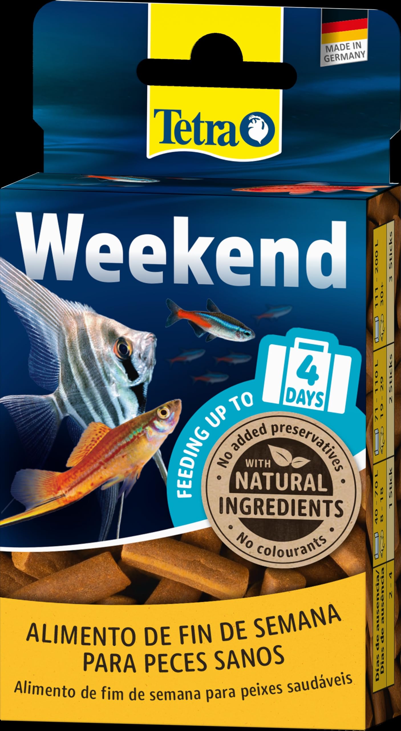 Tetra Min Weekend Palitos para peces ornamentales, 10 unidades | Alimentación durante el fin de semana | Hasta 4 días