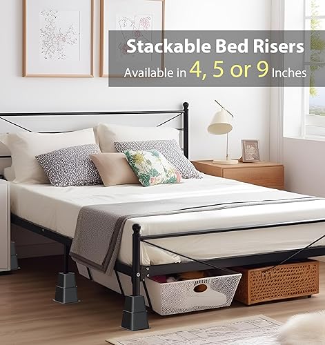 Miniatura 10 de TomGear Elevadores de cama de 8 pulgadas, elevadores de cama resistentes en alturas de 3, 5 u 8 pulgadas, elevadores apilables para sofá, silla,