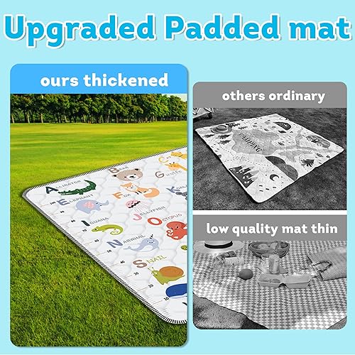 Miniatura 6 de Tapete de juego para bebé, grueso y suave de 50 x 50 pulgadas, antideslizante y lavable a máquina, tapete de juego para bebé, tapete para gatear