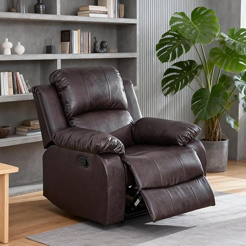 Juego de muebles de cuero reclinable manuales, con consola de almacenamiento, portavasos, ajustable de cuero para casa, oficina, sala de estar Negro