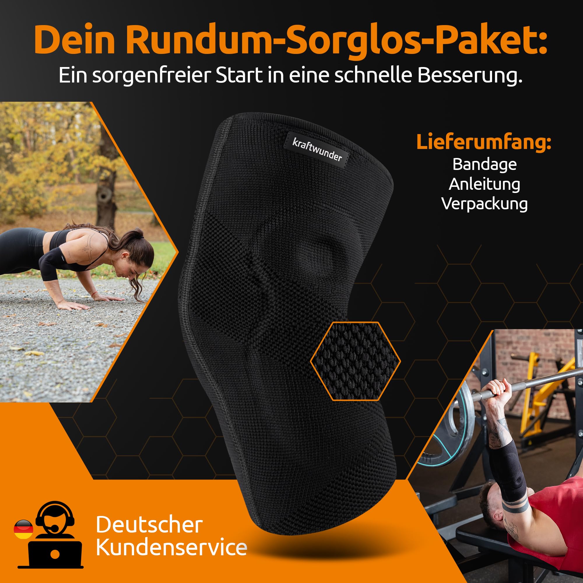 Ellenbogenbandage Tennisarm/Golferarm, Bandage mit Gel-Pelotten, Made in Germany, für Damen & Herren, Sport & Alltag (Schwarz, L, Beidseitig)