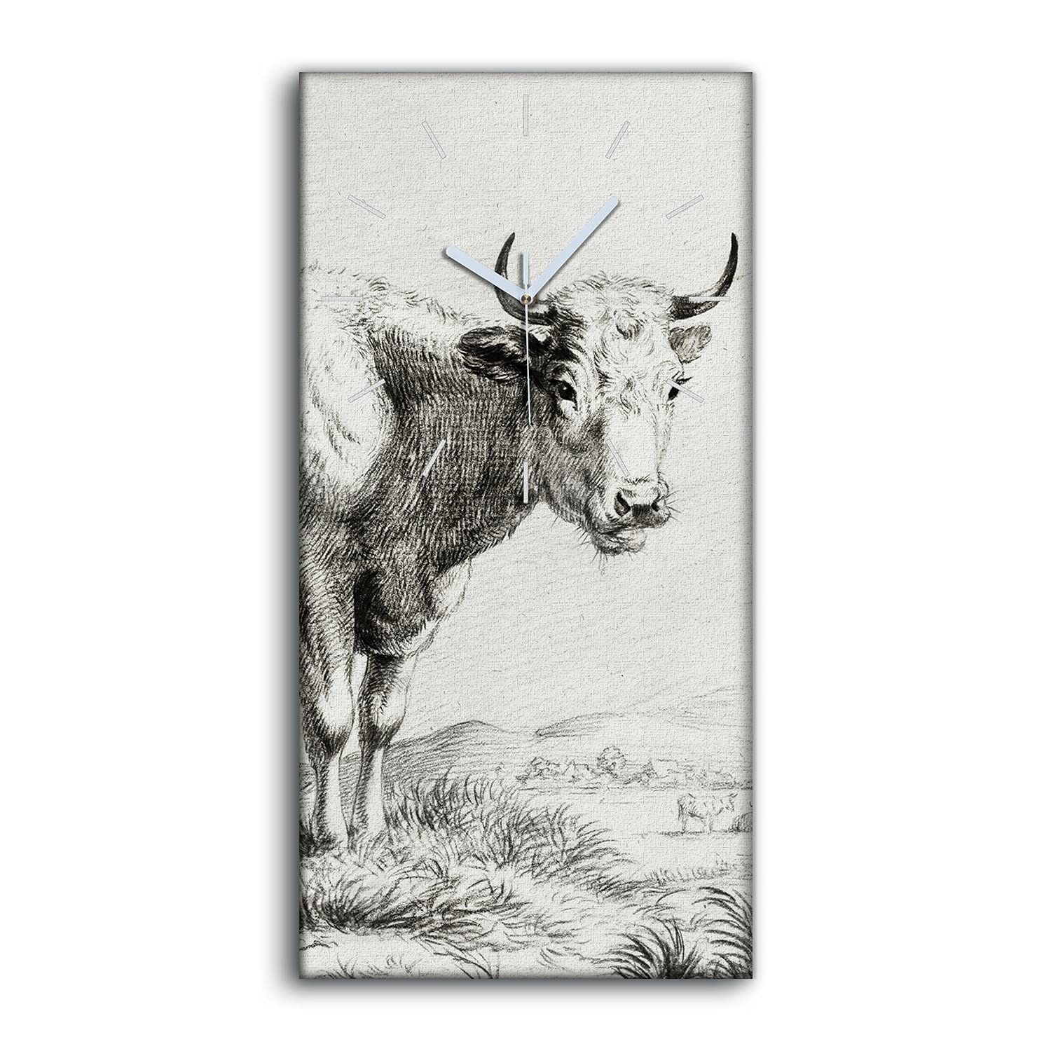 Horloge sur Toile Image Salon Vache Moderne - Art Mural Chambre 30x60