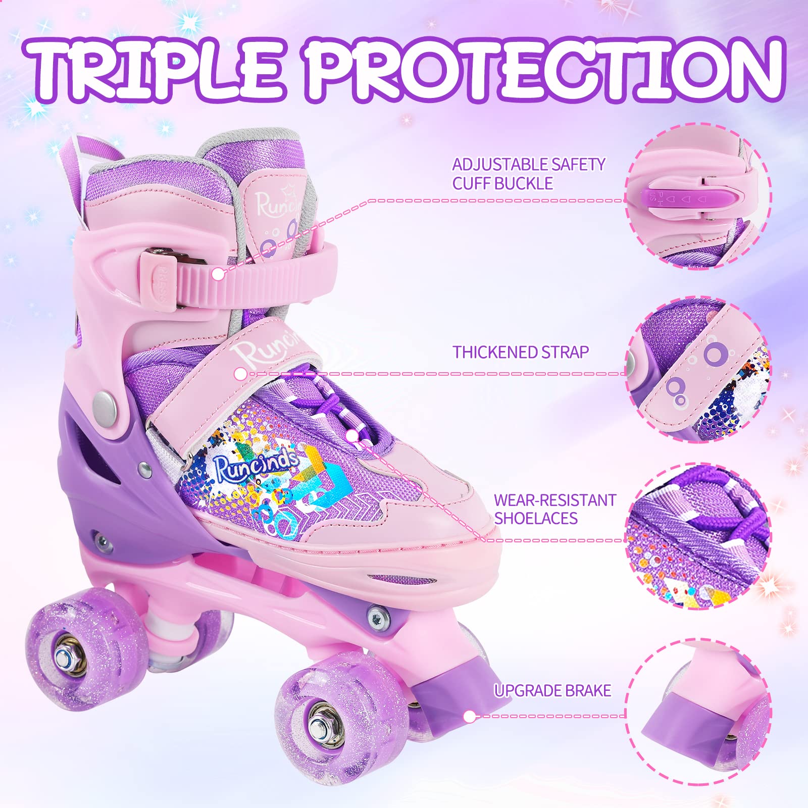 Patins à roulettes réglables pour Tout-Petits de 4 Tailles pour Filles et Femmes avec Roues Lumineuses, Patins à roulettes pour Enfants pour débutants en Plein air intérieur