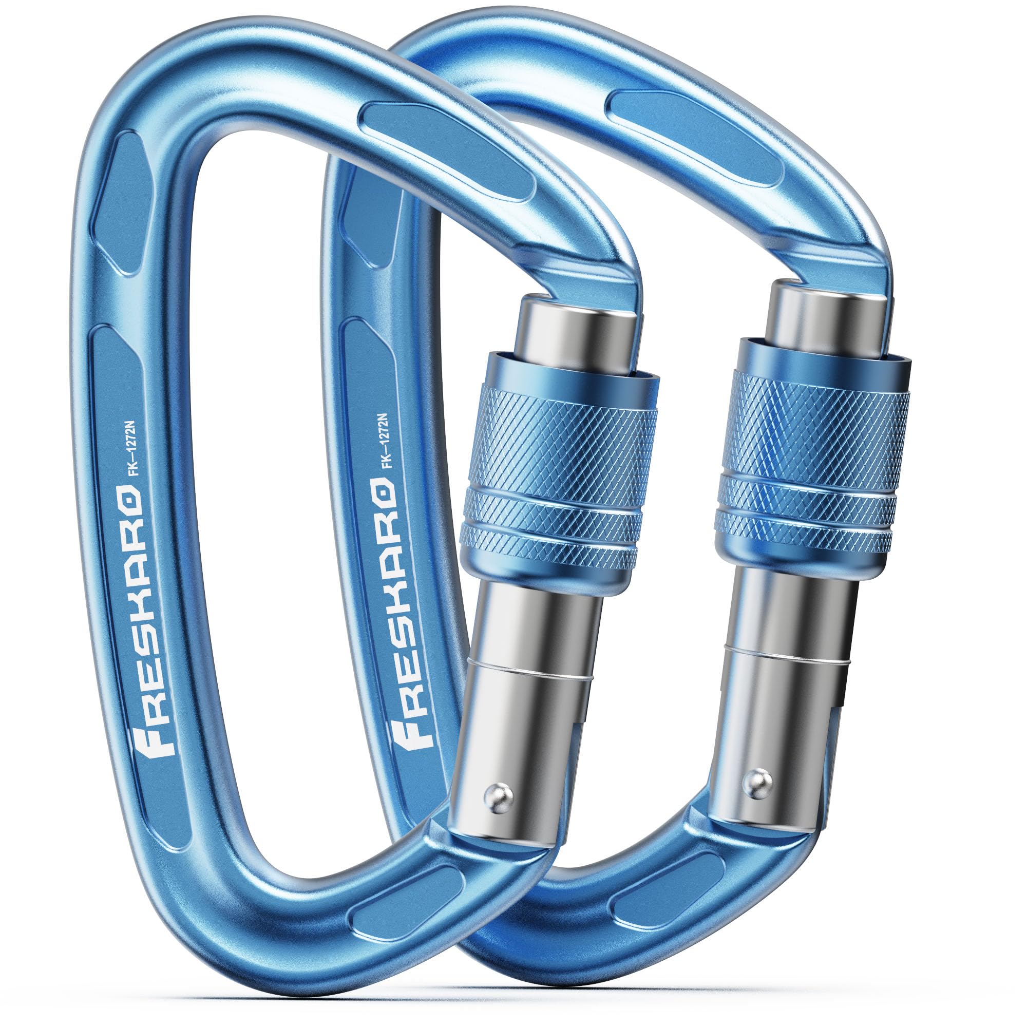 FresKaro 4inches 25kN-5621lbs Climbing Carabiners, UIAA CE Certified, Screw Lock, 7075 Aluminium, Lightweight, Rust Proof, for Mountaineering,
