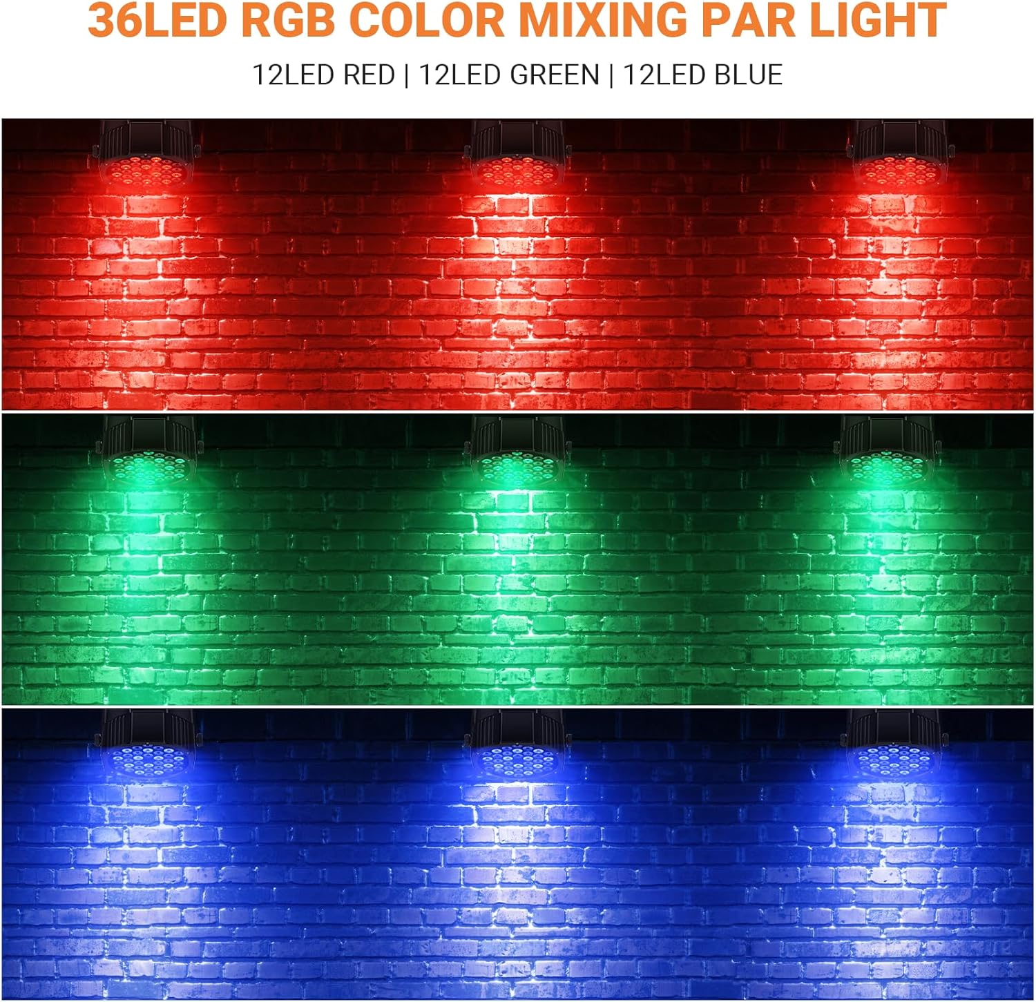 Battery Powered Stage Par Lights: 36W RGB Rechargeable Par Can 2Pack - 6 to 15Hours Working Time - Remote DMX Control Uplights for Event Chruch Wedding Mobile DJ Party Music Dance Band Club Live Show
