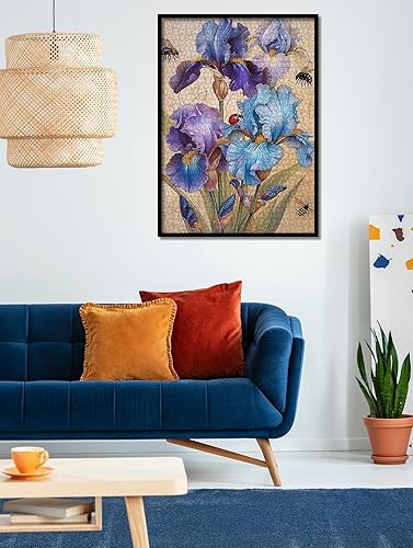 Miniatura 6 de Hermosos rompecabezas de flores de iris para adultos, 1000 piezas de naturaleza primaveral, rompecabezas de arte de plantas vintage, rompecabezas