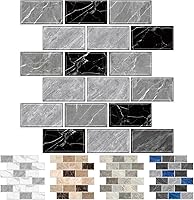 Vista 9 de URCOLOR - 10 hojas de azulejos adhesivos antisalpicaduras para pared de cocina, 12 x 12 pulgadas, salpicaderos para baño, aspecto de mármol gris
