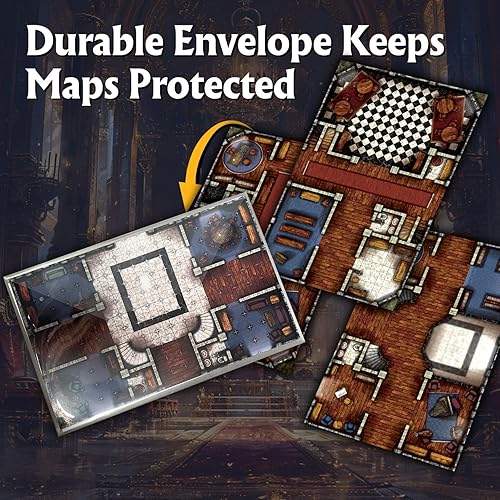 Miniatura 7 de Arcknight The Highborne Manor Rol Battlemaps 16 mapas modulares RPG en 8 páginas de doble cara, cuadrícula cuadrada de 1 pulgada, diseño modular y