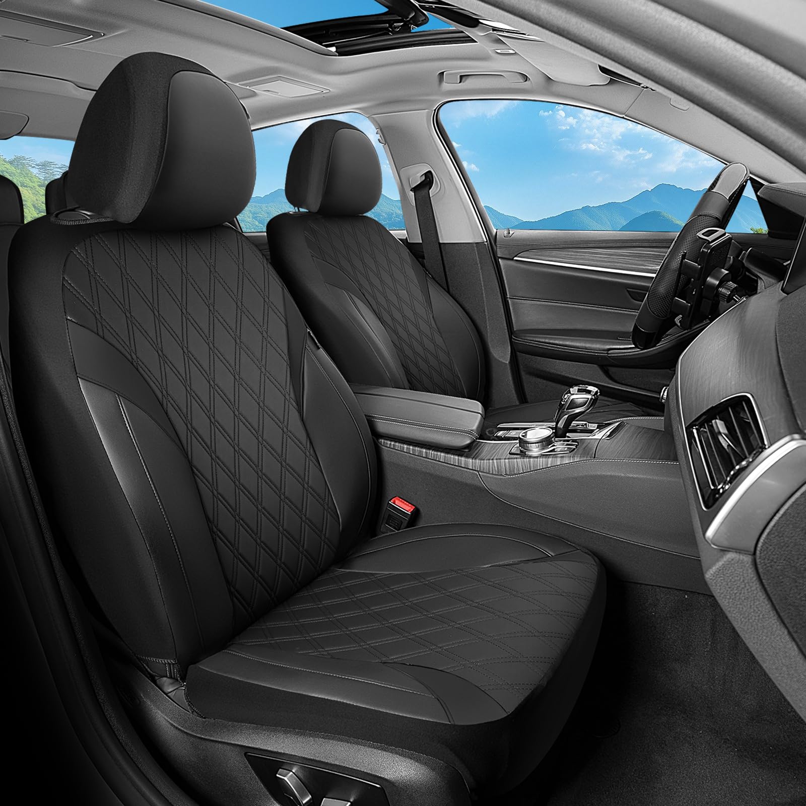 FLORICH Car Seat Covers Full Set, Leather Seat Covers for Cars, Car Seat Protector Waterproof Breathable, Universal Automotive Seat Covers, Front and Rear Car Seat Cover Fit for Most Sedans SUV Truck