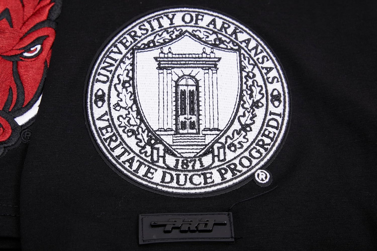 Pro Standard Men's University of Arkansas Classic Chenille Short Sleeve Tee Black L - Image 7