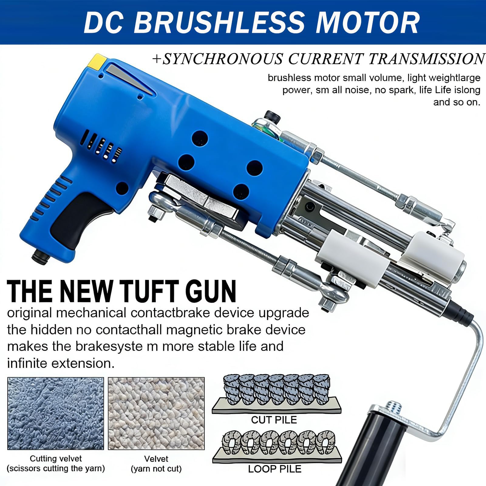 Pistola Elettrica per Trapuntatura di Tappeti 2 in 1, Pistola for Tufting di Tappeti, Macchina for Tufting, Strumenti Fai da Te, velocità del Display Digitale, Motore Senza Spazzole