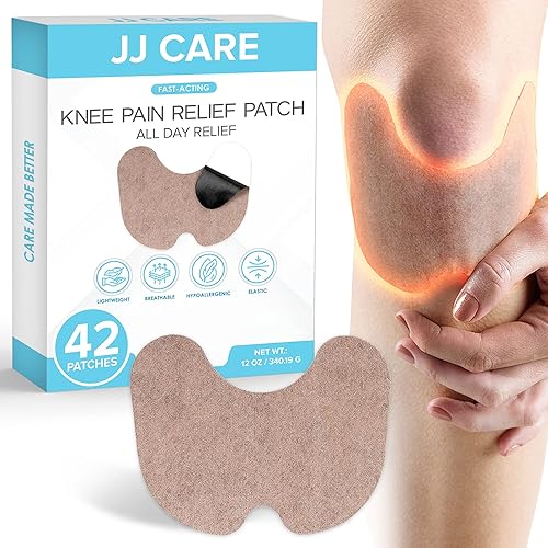 JJ CARE Parches de rodilla para aliviar el dolor, extra fuerte, 42 piezas, parche de alivio del dolor de rodilla de 5.5 x 3.9 pulgadas, parche de