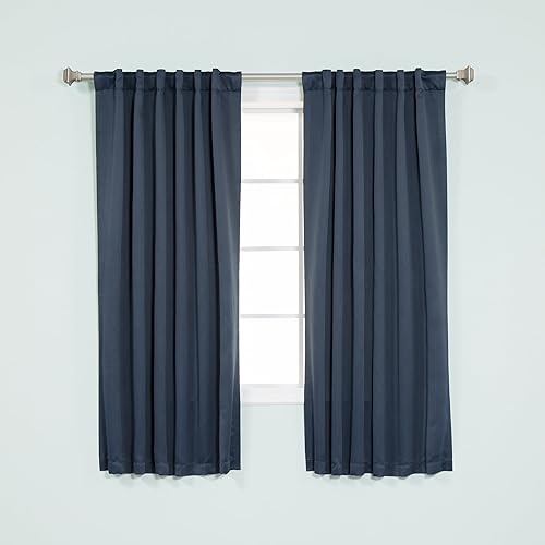 Miniatura 8 de Best Home Fashion Paneles de cortinas opacas de alta calidad, aislamiento térmico sólido, para tratamiento de ventanas, para dormitorio, pestaña