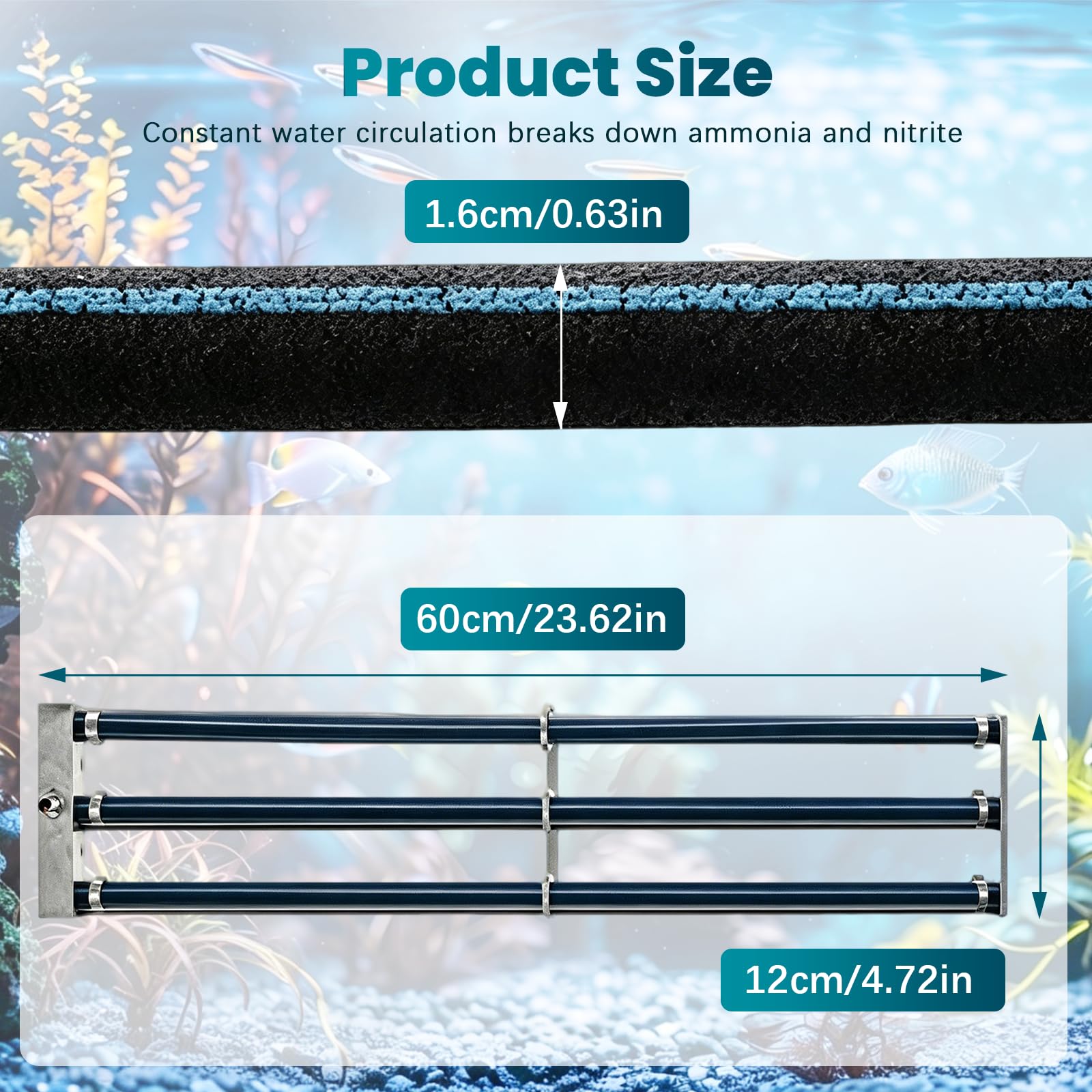 Aquarium Teich Belüfter, 60CM Nano Aquarium Teichbelüfter Sauerstoffpumpe Rechteckige 3 Reihen Belüftungsscheibe Edelstahl Fischteich Sauerstoff Diffuser Belüfter Teich In Filtersystemen | Aquarium, Teichbelüftung