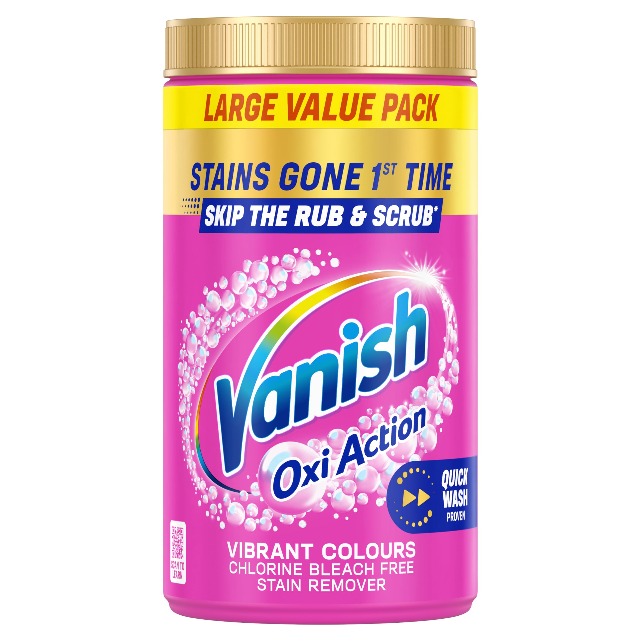 Stain Remover, Gold Oxi Action Powder, 1.5kg, Removes Stains Laundry Detergent Leave Behind, Protects Fabric Colours and Removes Odours, Bleach Free