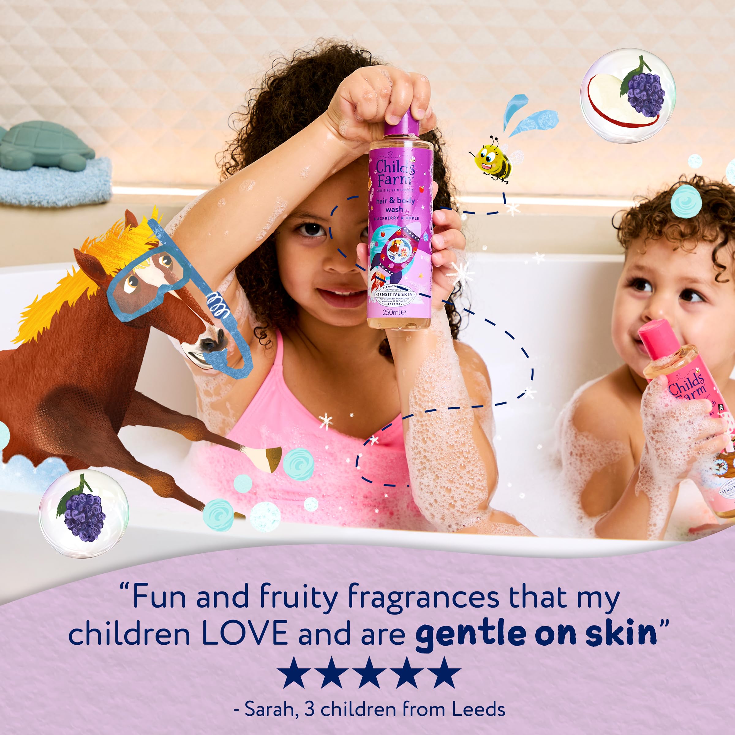 Childs Farm Kids Hair & Body Wash, Blackberry & Apple | Tear-free, Gently Cleanses | Suitable for Dry, Sensitive Skin, 250ml - 4