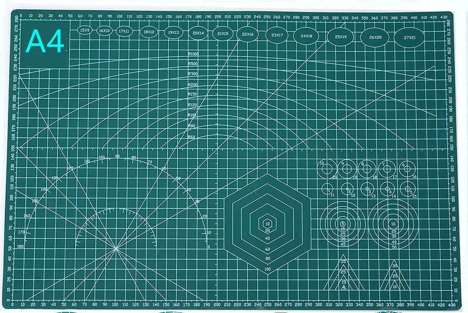Double Sided Cutting Mat for Sewing, Quilting, Arts & Crafts. Self Healing with 5-Ply for Different Sizes Craft and Sewing projetcts (A4: 11.8''X8.7''(300MMX220MM))