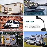 Vista 6 de Acegoo Luz de lectura LED de 12 V, lámpara de lectura regulable con cargador USB, luz de cuello flexible de 12 voltios para barco, cámper