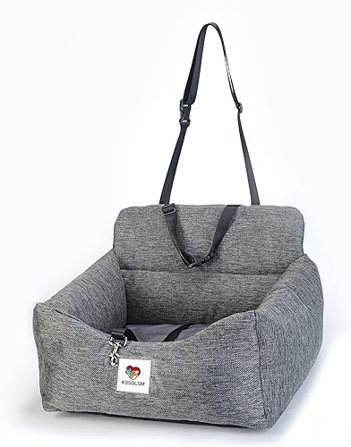 KSSDLSM Asiento de coche para perros pequeños, ambos lados con bolsillos de almacenamiento, cama de viaje extraíble para perro, asiento elevador